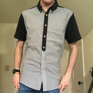 Retro Black and White Button Up Shirt